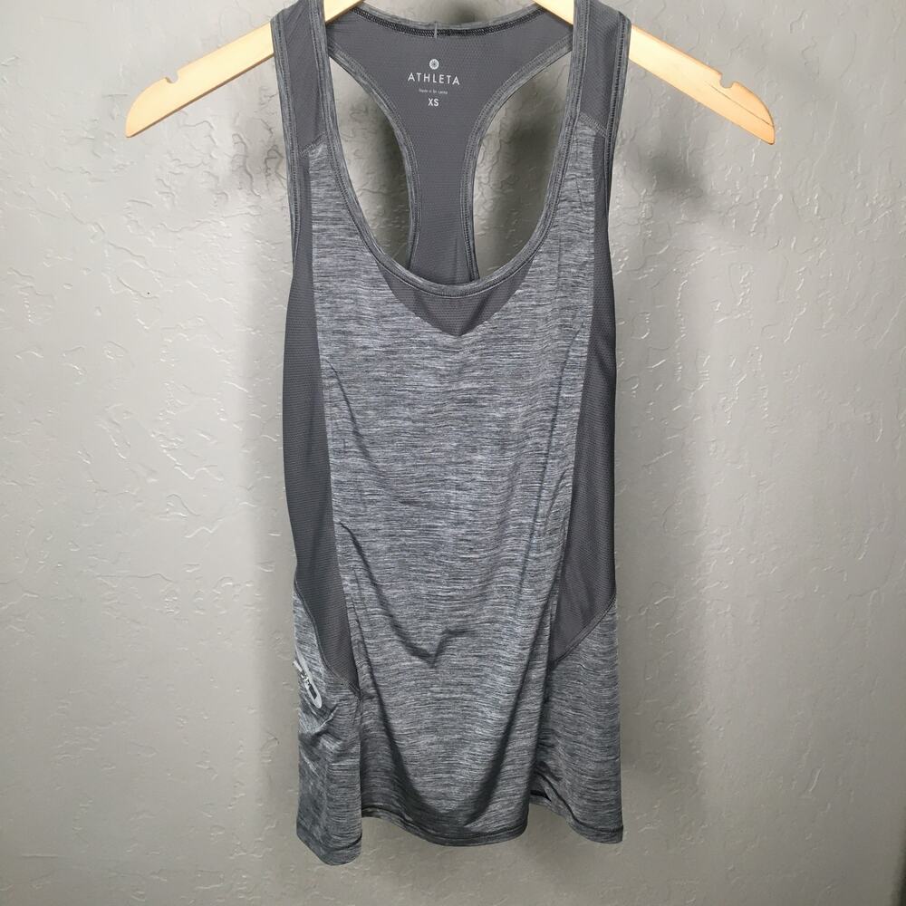 Athleta Women’s Size XS Tank Racerback Athletic Lightweight Zippered Pocket Grey